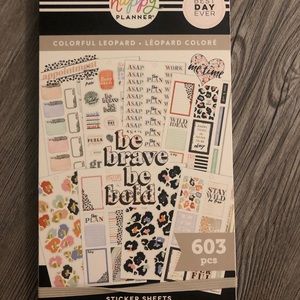 NWT happy planner sticker book colorful leopard
